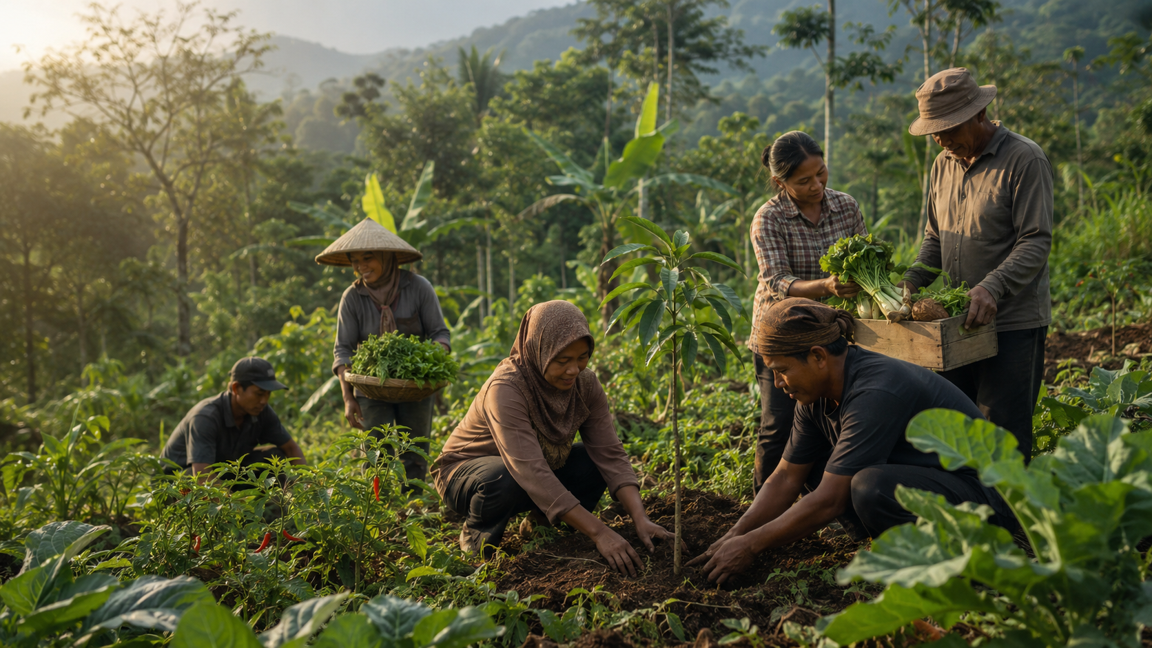 Masyarakat bergotong royong menjalankan usaha regeneratif di lanskap agroforestri